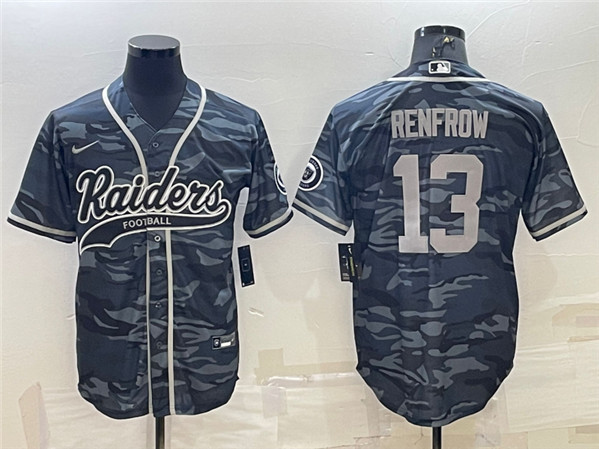 Las Vegas Raiders #13 Hunter Renfrow Gray Camo With Patch Cool Base Stitched Baseball Jersey - Zenithce