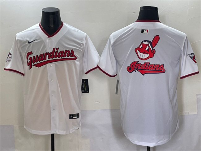 Cleveland Guardians Team Big Logo White Home Limited Stitched Jersey - Zenithce