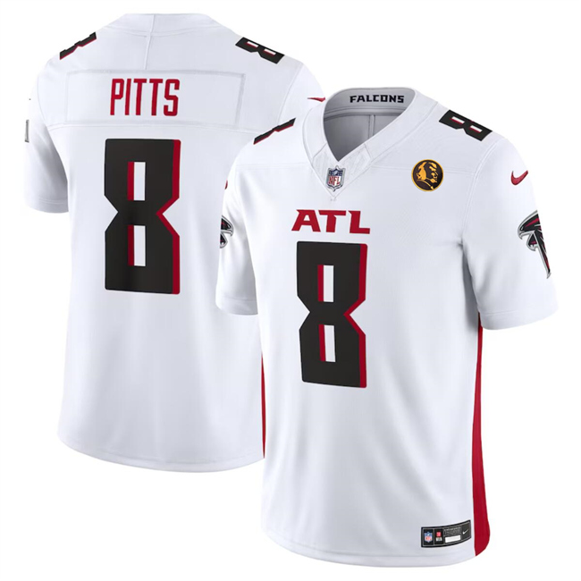 Atlanta Falcons #8 Kyle Pitts White 2023 F.U.S.E. With John Madden Patch Vapor Limited Stitched Jersey - Zenithce