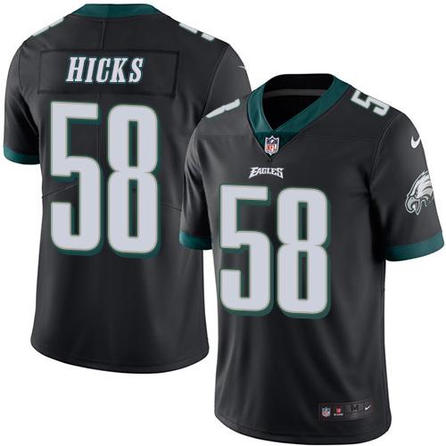 Eagles #58 Jordan Hicks Black Stitched Limited Rush Nike Jersey - Zenithce