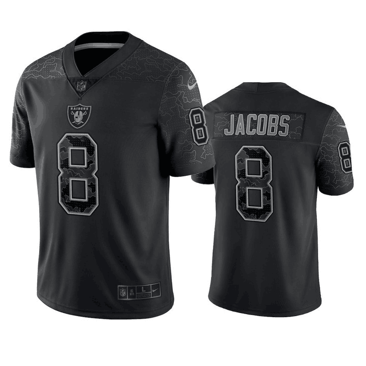 Las Vegas Raiders #8 Josh Jacobs Black Reflective Limited Stitched Jersey - Zenithce