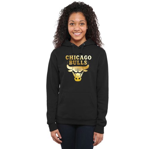 Women's Chicago Bulls Gold Collection Pullover Hoodie Black - Zenithce