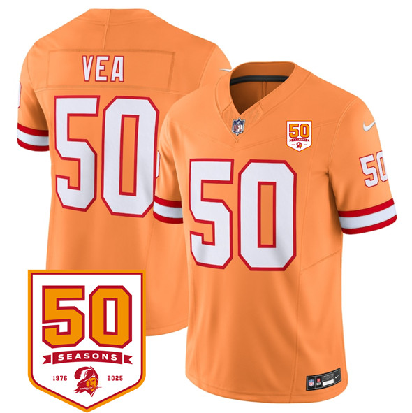 Tampa Bay Buccaneers #50 Vita Vea Orange 2025 F.U.S.E. 50th Anniversary Patch Vapor Untouchable Limited Football Stitched Jersey - Zenithce