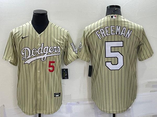 Los Angeles Dodgers #5 Freddie Freeman Cream Cool Base Stitched Jersey - Zenithce
