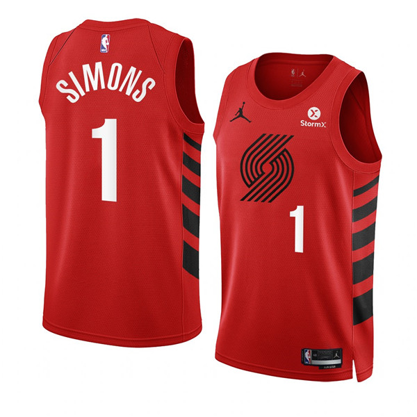Portland Trail Blazers #1 Anfernee Simons 2022-23 Red Statement Edition Swingman Stitched Jersey - Zenithce