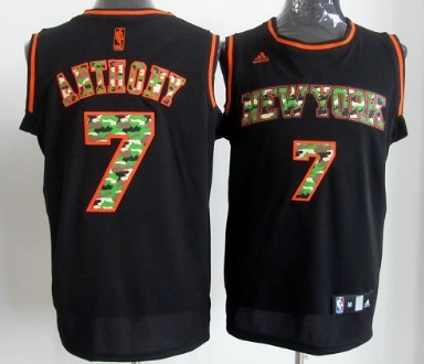 New York Knicks #7 Carmelo Anthony Black Camo Fashion Jersey - Zenithce