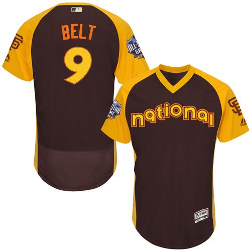 Giants #9 Brandon Belt Brown Flexbase Authentic Collection 2016 All-Star National League Stitched Jerseys - Zenithce