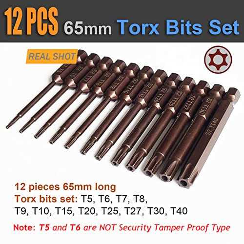 Torx Bit Set, Amartisan 24-Piece Security and Tamper Resistant Star Bits Set S2 Steel, 1 and 2.3 Long T5 - Zenithce