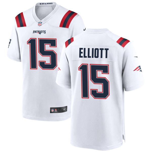 New England Patriots #15 Ezekiel Elliott White Stitched Game Jersey - Zenithce