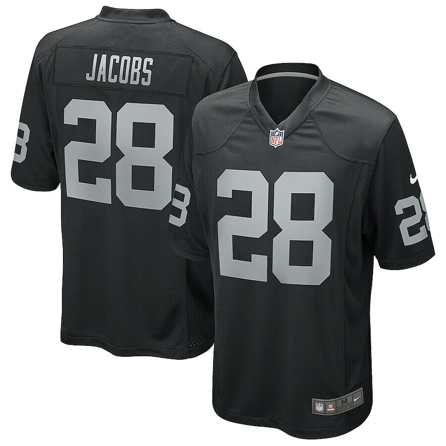 Raiders #28 Josh Jacobs Black Game Stitched Jersey - Zenithce