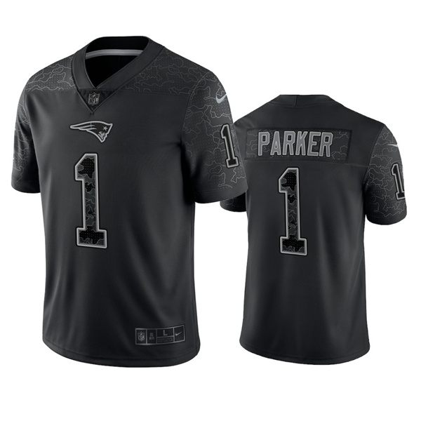 New England Patriots #1 DeVante Parker Black Reflective Limited Stitched Football Jersey - Zenithce