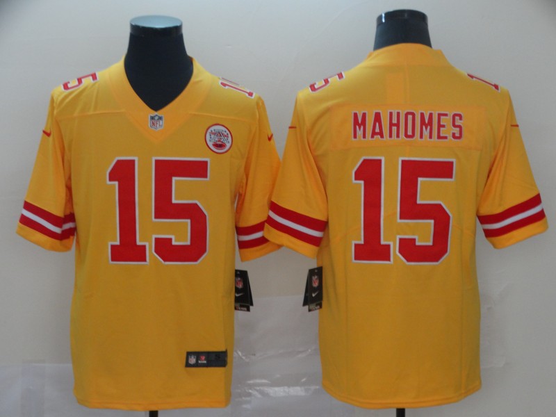 Kansas City Chiefs #15 Patrick Mahomes Gold Inverted Legend Stitched Jersey - Zenithce