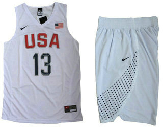 2016 Olympics Team USA #13 Paul George White Revolution 30 Swingman Jersey With Shorts - Zenithce