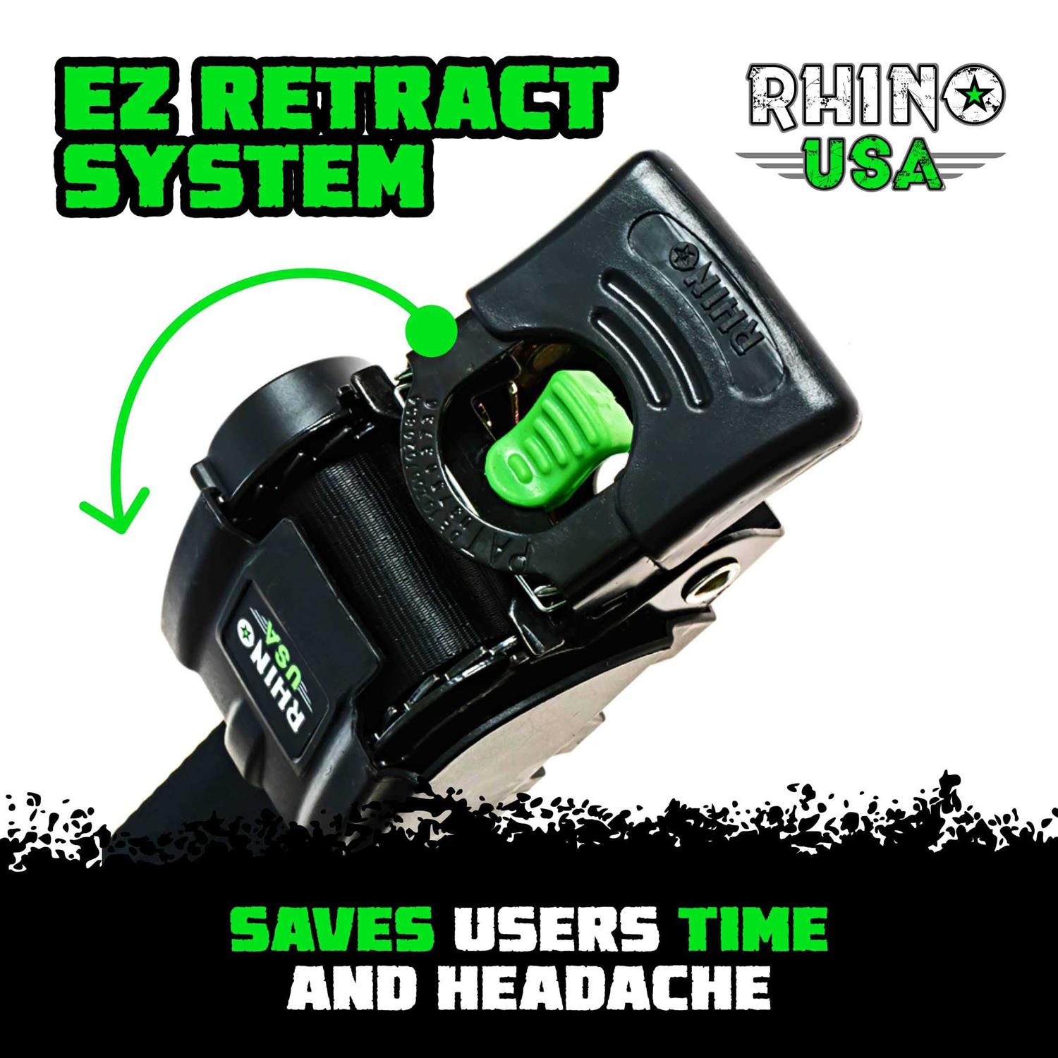 Rhino USA Retractable Transom Tie-Down Straps 1,800lb Guaranteed Max Break Strength - Zenithce