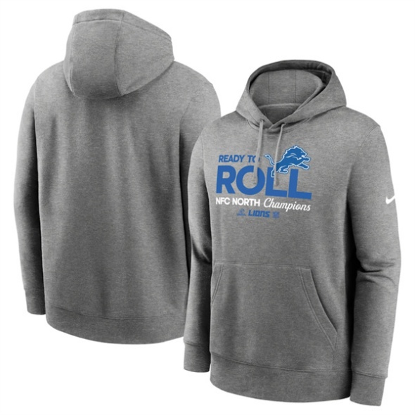 Detroit Lions Heather Gray 2024 NFC North Champions Locker Room Trophy Collection Pullover Hoodie - Zenithce