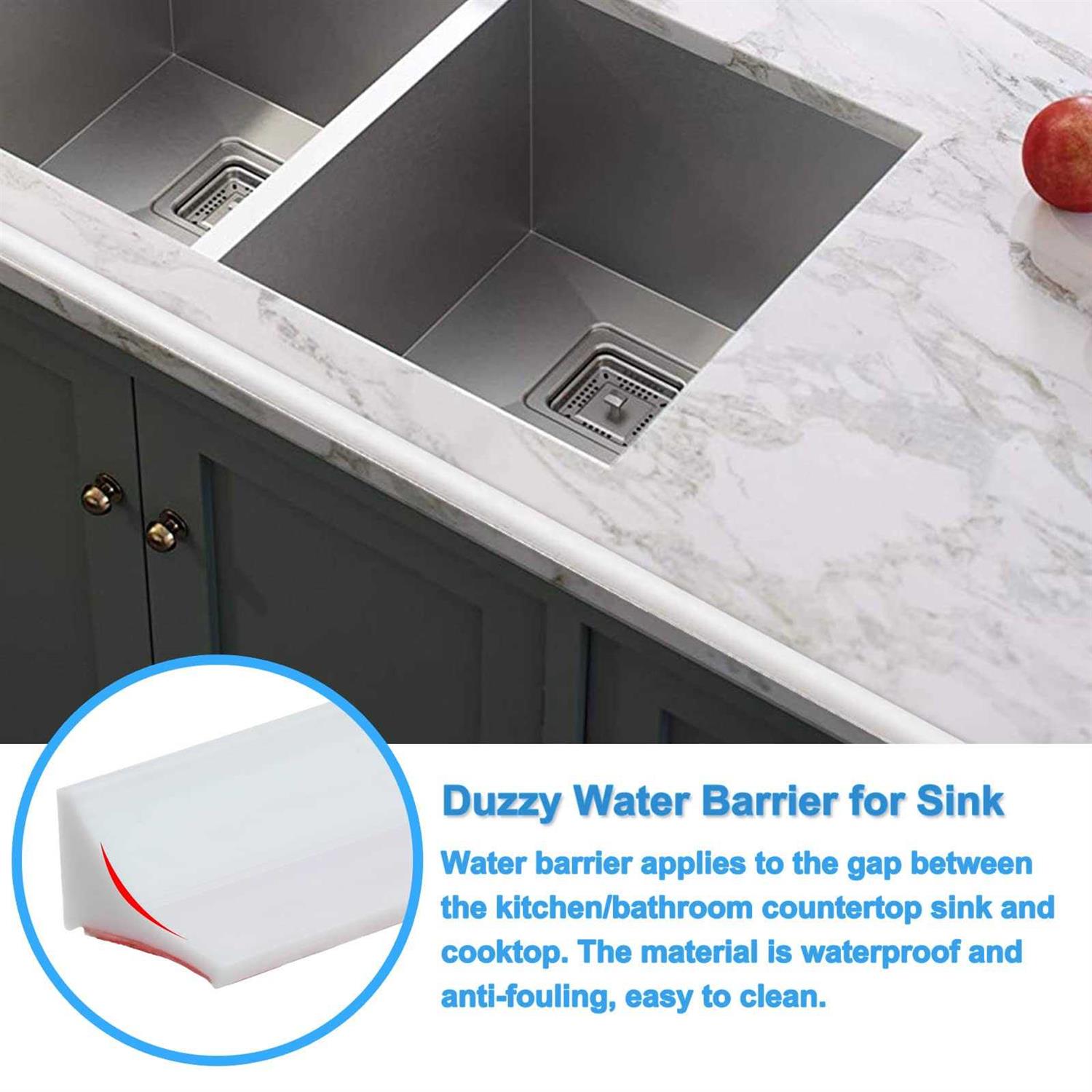 Duzzy Water Barrier for Sink Silicone Water-Blocking Self-Adhesive Splash Guard - Zenithce