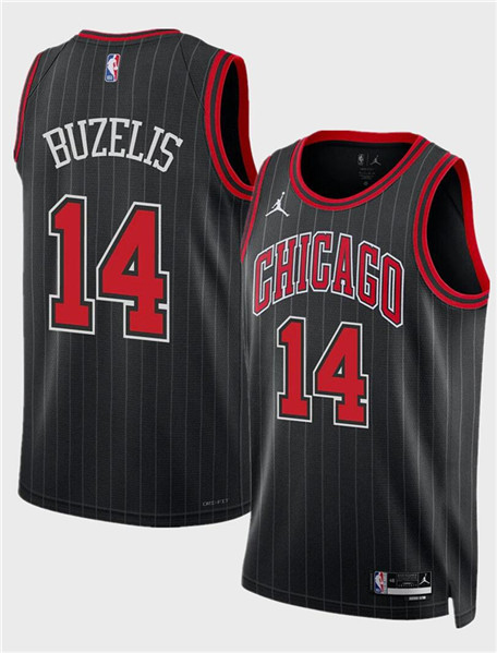Chicago Bulls #14 Matas Buzelis Black 2024 Draft Statement Edition Stitched Jersey - Zenithce