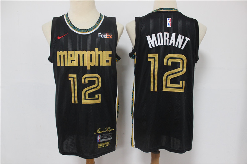 Memphis Grizzlies #12 Ja Morant Black 2021 NEW Swingman City Edition Jersey With The Sponsor Logo - Zenithce