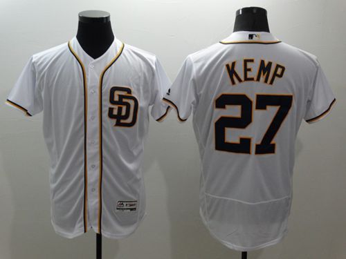 Padres #27 Matt Kemp White Flexbase Authentic Collection Stitched Jersey - Zenithce