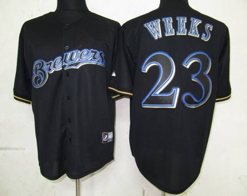 Brewers #23 Rickie Weeks Black Fashion Stitched Jersey - Zenithce