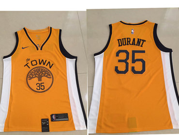 Golden State Warriors #35 Kevin Durant Yellow 2018/19 Swingman Earned Edition Jersey - Zenithce