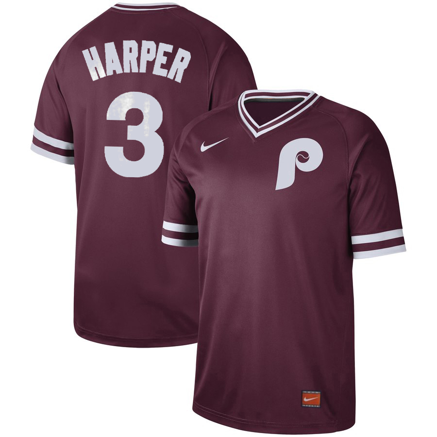 Philadelphia Phillies #3 Bryce Harper Maroon Cooperstown Collection Legend Stitched Jersey - Zenithce