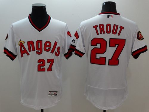 Angels of Anaheim #27 Mike Trout White Flexbase Authentic Collection Cooperstown Stitched Jersey - Zenithce