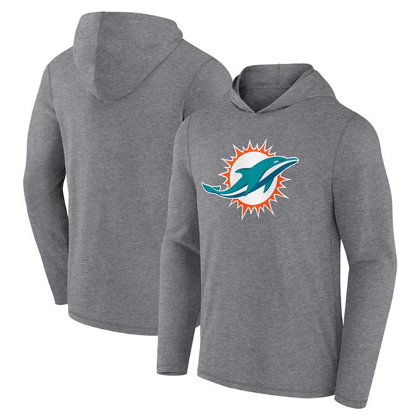 Miami Dolphins Heather Gray Primary Logo Long Sleeve Hoodie - Zenithce
