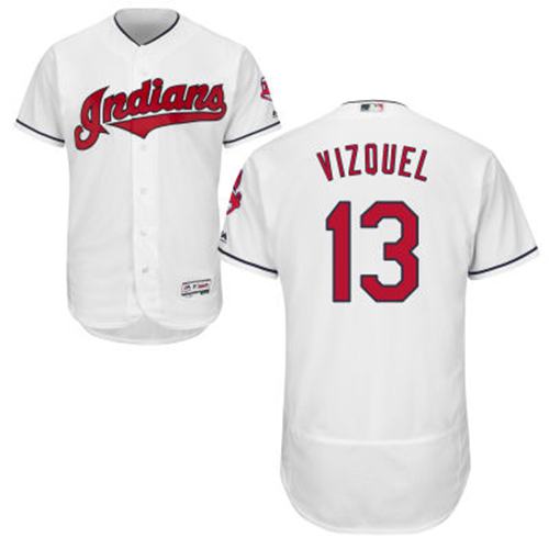 Indians #13 Omar Vizquel White Flexbase Authentic Collection Stitched Jersey - Zenithce