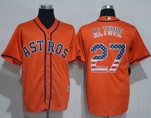 Astros #27 Jose Altuve Orange USA Flag Fashion Stitched Jersey - Zenithce