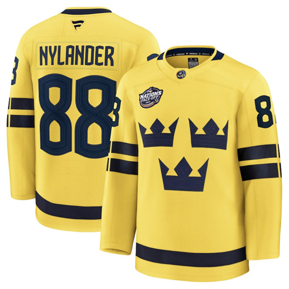 Sweden #88 William Nylander Yellow 2025 4 Nations Face-Off Premium Stitched Jersey - Zenithce