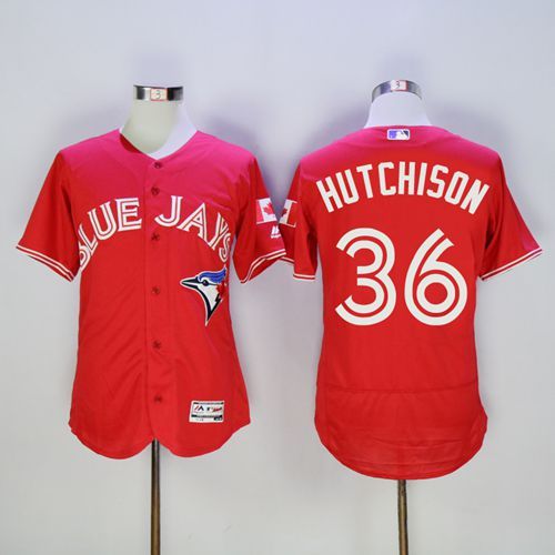 Blue Jays #36 Drew Hutchison Red Flexbase Authentic Collection Canada Day Stitched Jersey - Zenithce