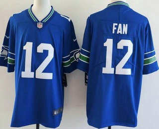 Seattle Seahawks #12 Fan Limited Blue Throwback Vapor Jersey - Zenithce