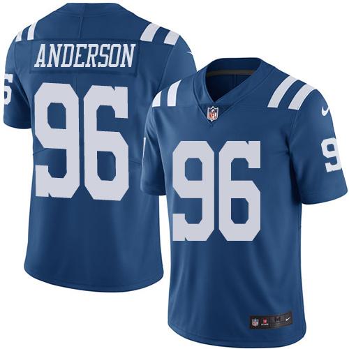 Colts #96 Henry Anderson Royal Blue Stitched Limited Rush Nike Jersey - Zenithce