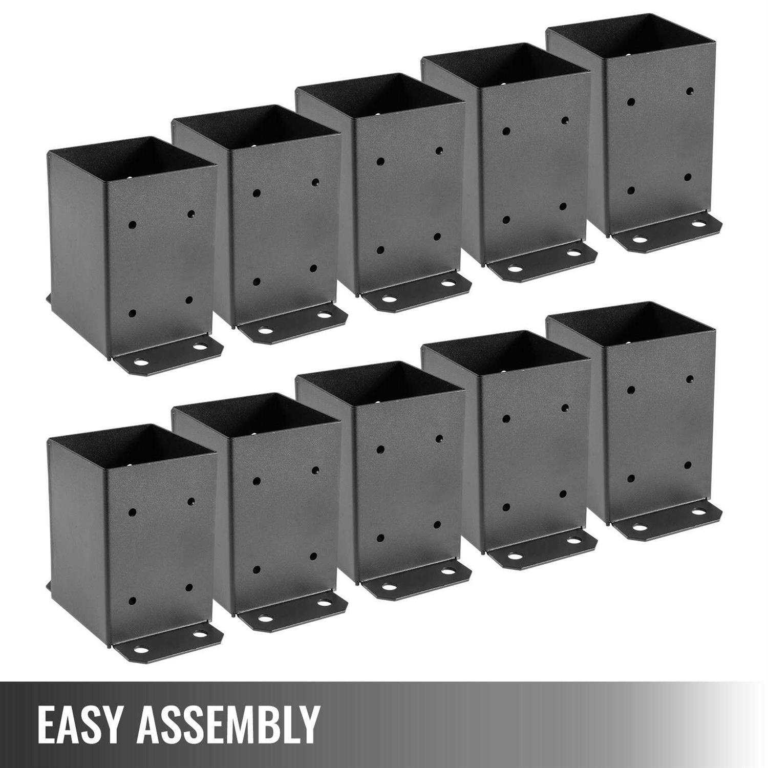 VEVOR 4 in. x 4 in. Deck Post Base Post Base Skirt Deck Post Skirt Black Powder-Coated Decking Post Base - Zenithce