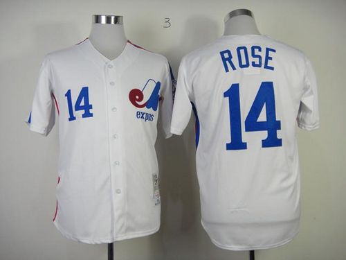 Mitchell And Ness Expos #14 Pete Rose White Throwback Stitched Jersey - Zenithce