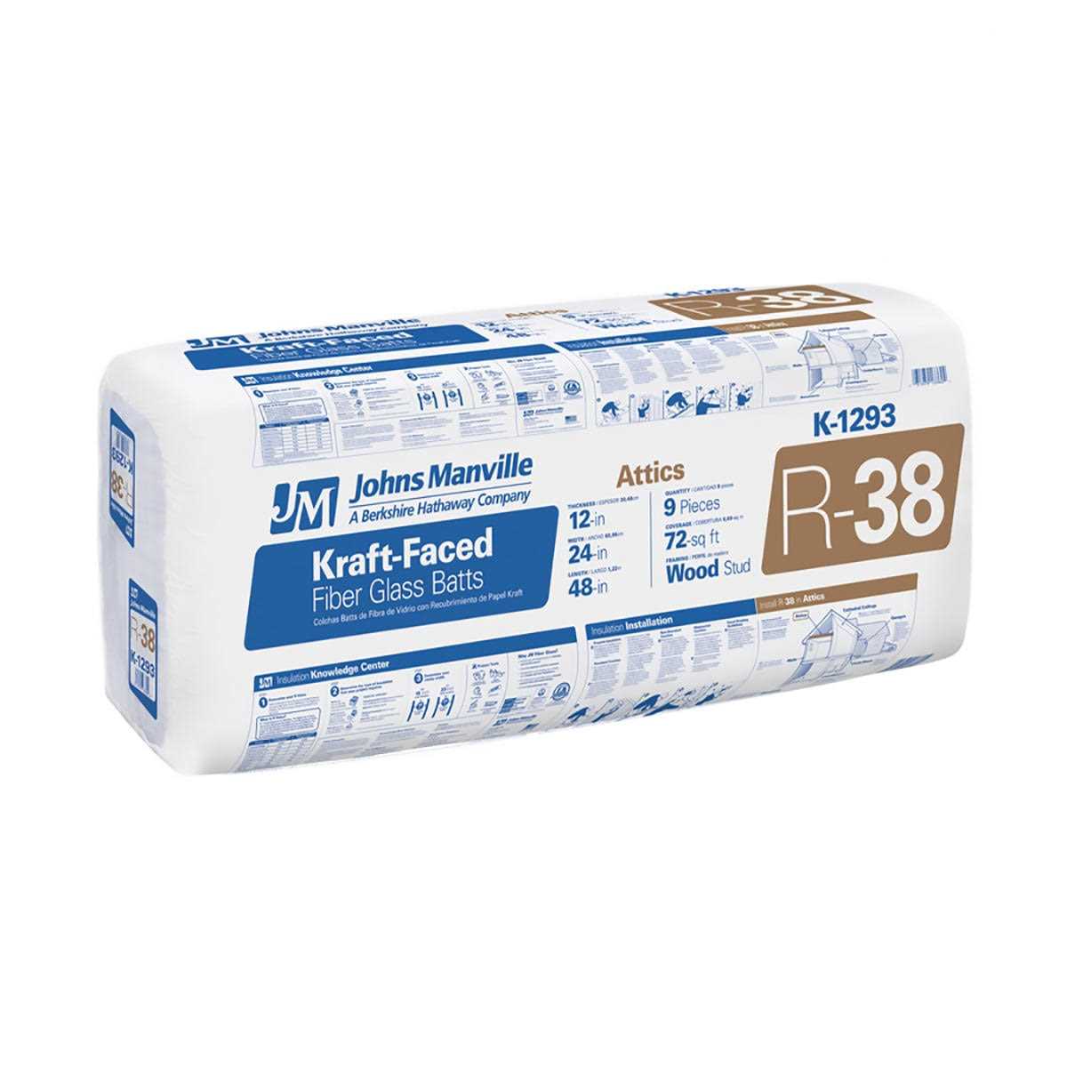 Johns Manville R-30 Attic Unfaced Fiberglass Roll Insulation 31.25-sq ft (15-in W x 25-ft L) Individual Pack | B390 - Zenithce