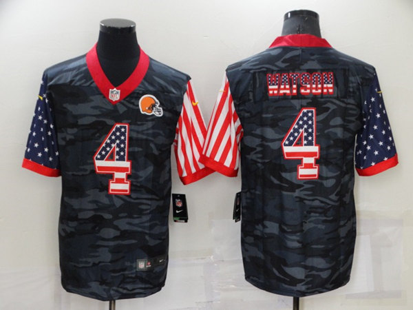 Cleveland Browns #4 Deshaun Watson Camo USA Flag Limited Stitched Jersey - Zenithce