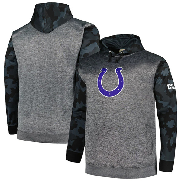 Indianapolis Colts Heather Charcoal Big Tall Camo Pullover Hoodie - Zenithce