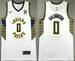 Indiana Pacers #0 Tyrese Haliburton White Association Edition Sponsor Stitched Jersey - Zenithce