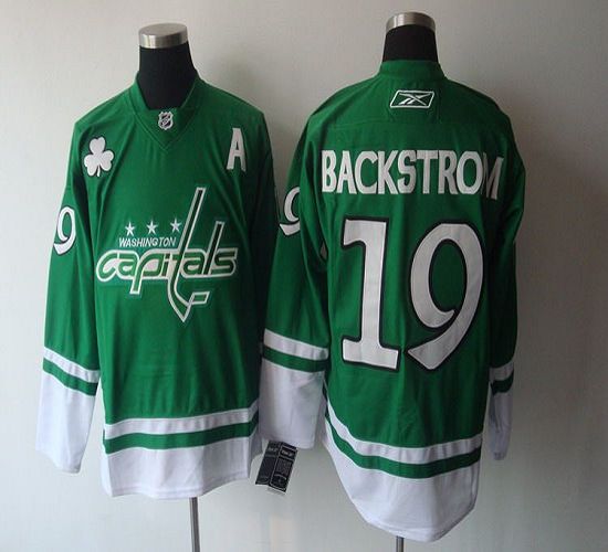 Capitals #19 Nicklas Backstrom Green St. Patty's Day Stitched Jersey - Zenithce