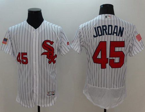 White Sox #45 Michael Jordan White(Black Strip) Fashion Stars Stripes Flexbase Authentic Stitched Jersey - Zenithce