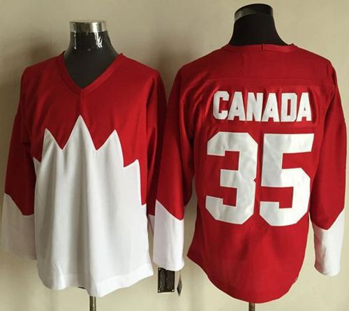 Olympic CA. #35 Canada Red White 1972 Commemorative CCM Stitched Jersey - Zenithce