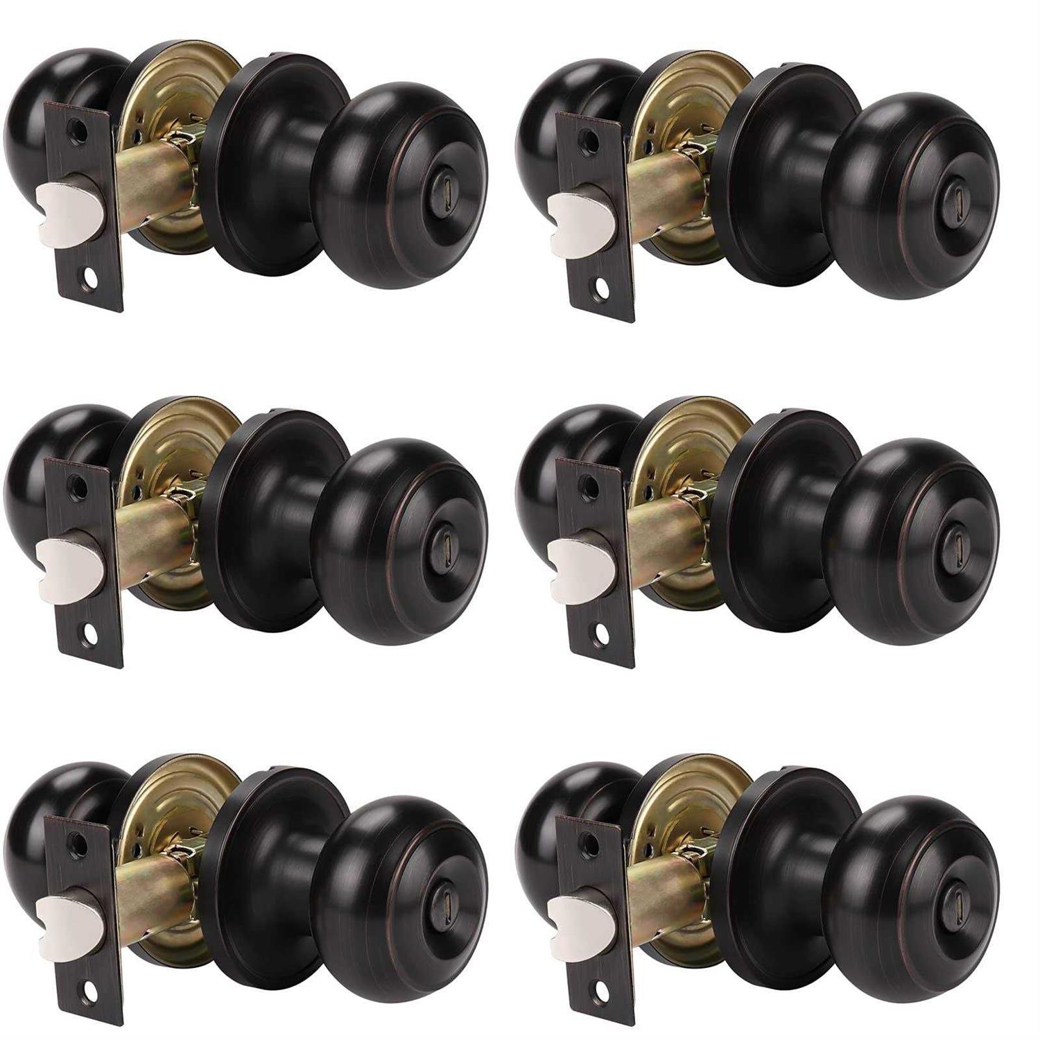Probrico 10 pack Interior Bathroom Privacy Keyless Doorknobs Door Lock Lockset in Oil Rubbed Bronze - Zenithce