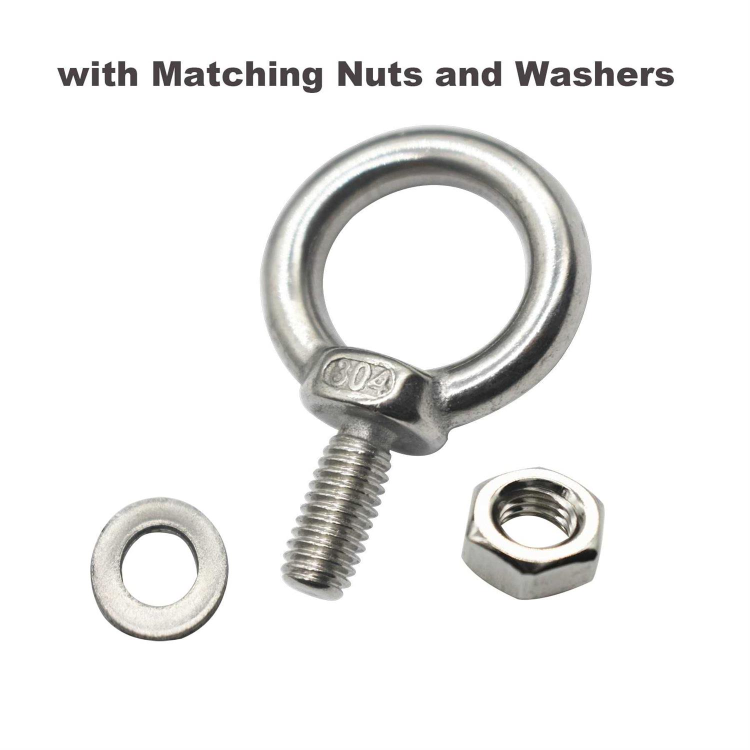 Floyutin 10 Packs Stainless Eyebolt Long Male Screw Thread Ring Shoulder Eye Bolts - Zenithce