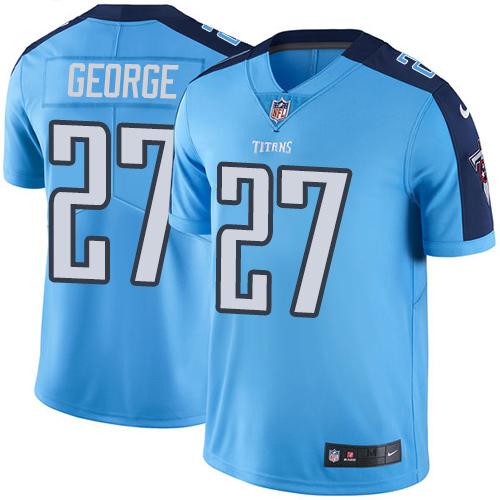 Titans #27 Eddie George Light Blue Stitched Limited Rush Nike Jersey - Zenithce