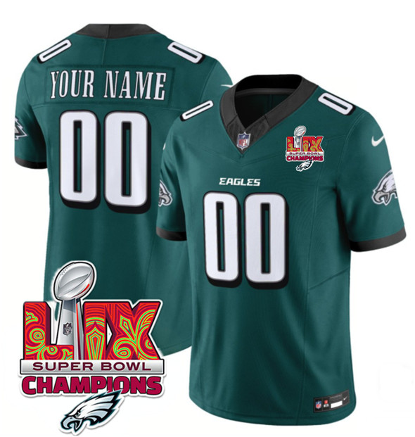 Philadelphia Eagles Custom Green 2025 Eagles Logo Super Bowl LIX Patch New F.U.S.E. Vapor Limited Stitched Jersey - Zenithce
