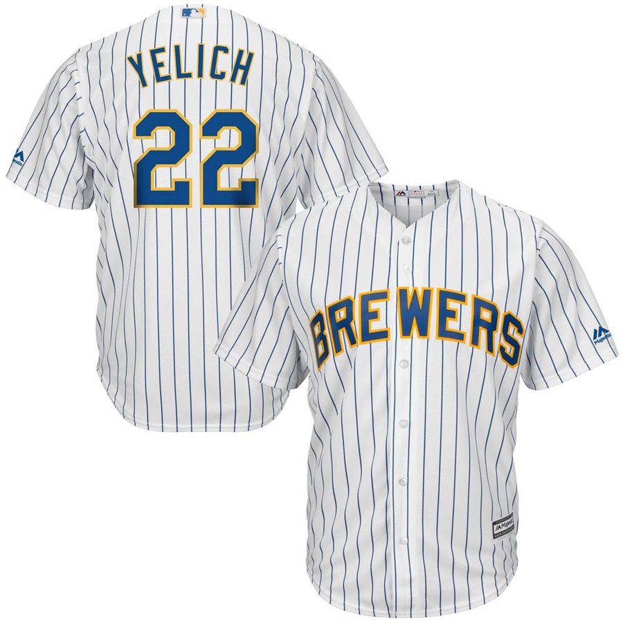 Milwaukee Brewers #22 Christian Yelich Majestic White Royal Cool Base Player Stitched Jersey - Zenithce