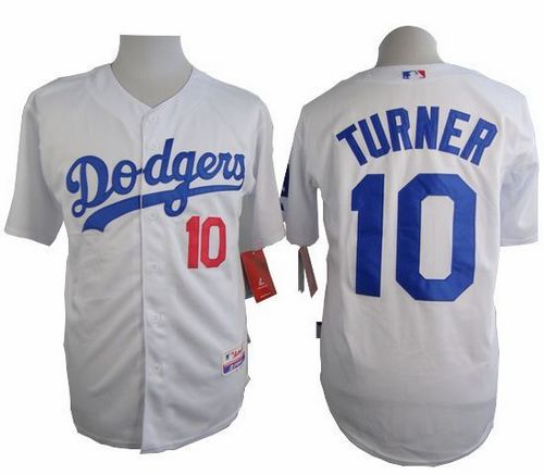 Dodgers #10 Justin Turner White Cool Base Stitched Jersey - Zenithce