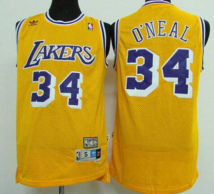 Los Angeles Lakers #34 Shaquille O'neal Yellow Hardwood Classics Soul Swingman Throwback Jersey - Zenithce